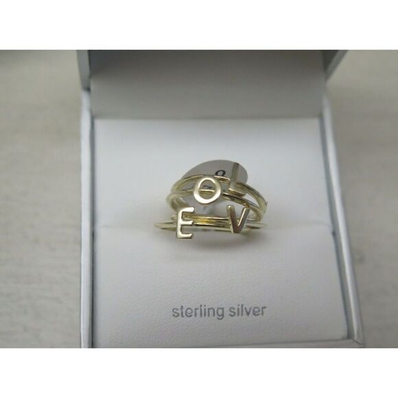 Vita Di Grazia Milano 925 Sterling Silver Sz 6 Gold Plated Love Stackable Rings - Picture 1 of 8